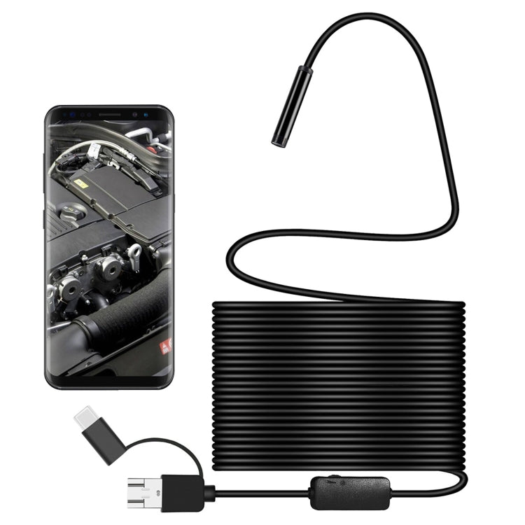 Y101 8mm Spiral Head 3 In 1 Waterproof Digital Endoscope Inspection Camera, Length: 10m Hard Cable(Black) -  by PMC TechLife | Online Shopping South Africa | PMC TechLife
