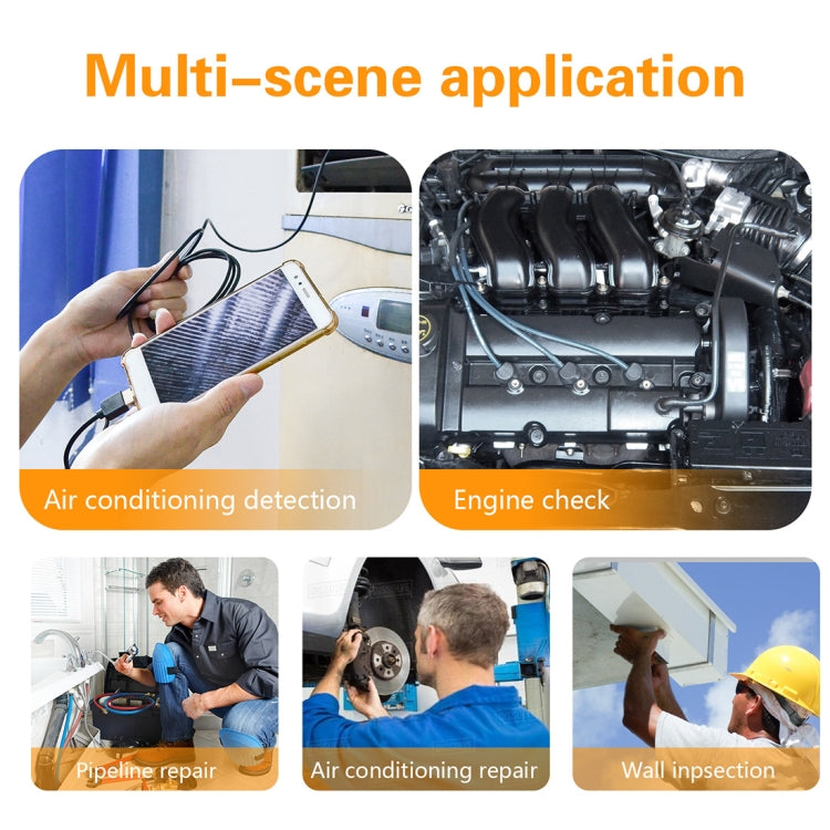 Y101 8mm Spiral Head 3 In 1 Waterproof Digital Endoscope Inspection Camera, Length: 10m Hard Cable(Black) -  by PMC TechLife | Online Shopping South Africa | PMC TechLife