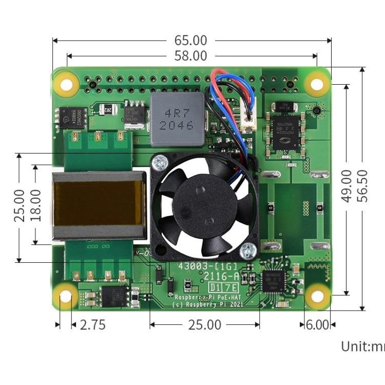 Waveshare Raspberry Pi PoE+ HAT Ethernet Expansion Board for Raspberry Pi 3B+/4B - free shipping - PMC TechLife - Order now!