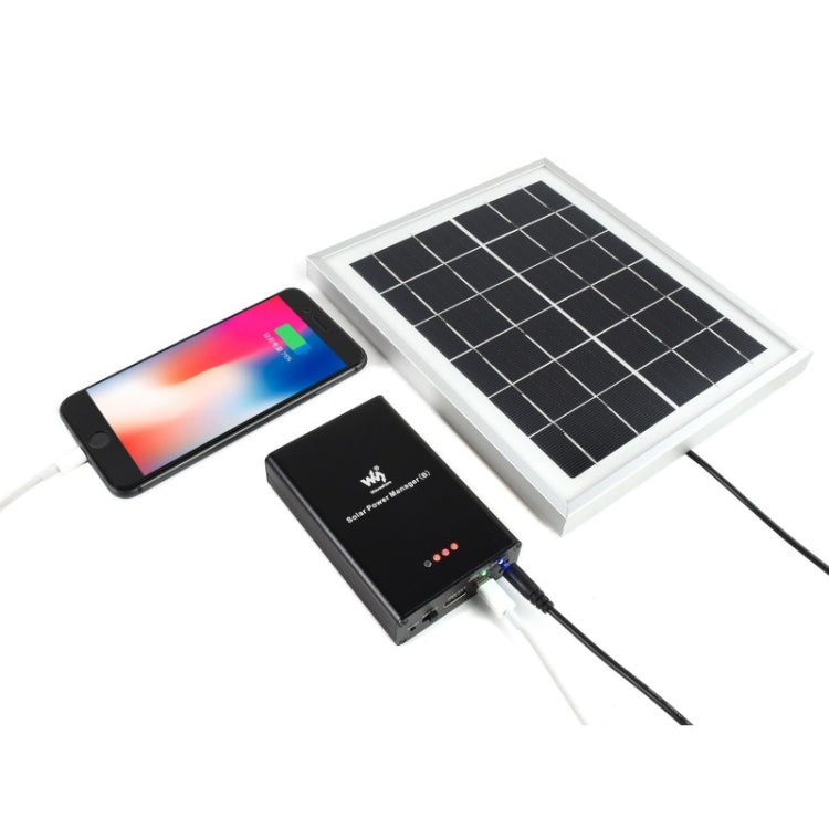 Waveshare Solar Power Manager, Embedded 10000mAh Li-Po Battery, Support 6V~24V Solar Panels (Black) - free shipping - PMC TechLife - Order now!