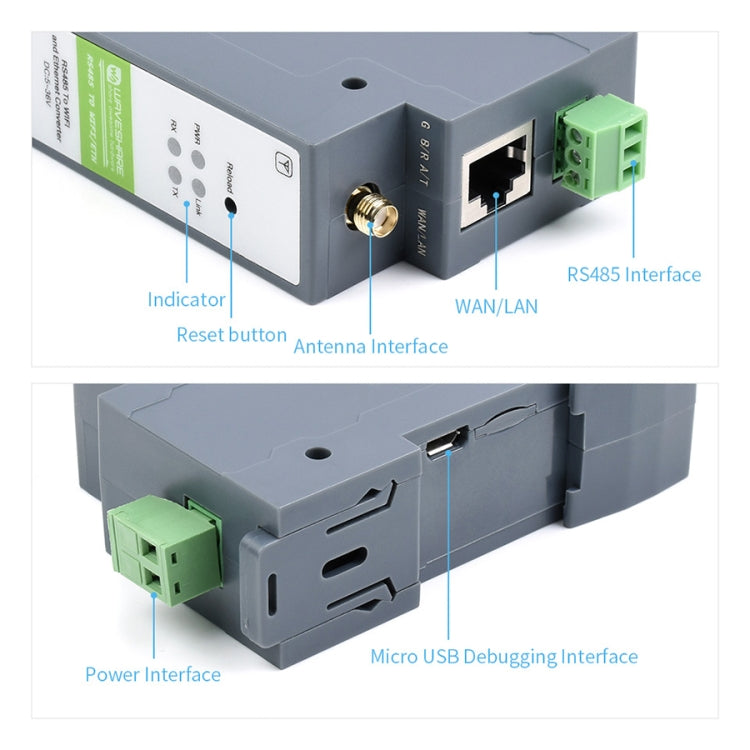 Waveshare Rail-Mount Serial Server RS485 to WIFI/Ethernet Module, Modbus MQTT Gateway - free shipping - PMC TechLife - Order now!