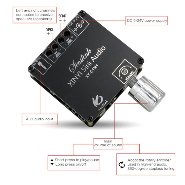 XY-C15H 20W Dual Channel HIFI Bluetooth 5.0 Stereo Digital Audio Power Amplifier Board with Shell - Breadboard / Amplifier Board by PMC TechLife | Online Shopping South Africa | PMC TechLife