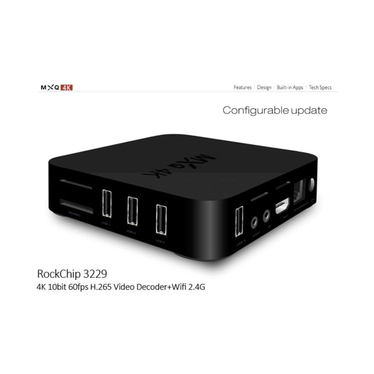 MXQ 4K Full HD Media Player RK3229 Quad Core KODI Android 9.0 TV Box with Remote Control, RAM: 1GB, ROM: 8GB, Support HDMI, WiFi, Miracast, DLNA(Black) - Others by PMC Jewellery | Online Shopping South Africa | PMC Jewellery