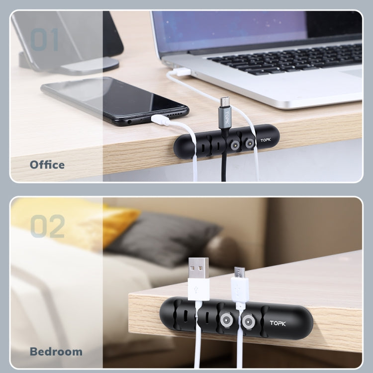 TOPK L35 Desktop Cable Organizer Data Cable Earphone Storage Cable Fixer Magnetic Head Storage Cable Organizer - Cable Organizer by TOPK | Online Shopping South Africa | PMC Jewellery