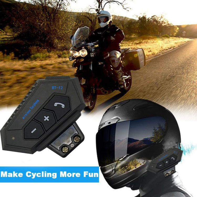 BT12 Motorcycle Helmet Bluetooth Headset Motorcycle Intercom Bluetooth Headset - Motorcycle Walkie Talkie by PMC TechLife | Online Shopping South Africa | PMC TechLife | Buy Now Pay Later Mobicred