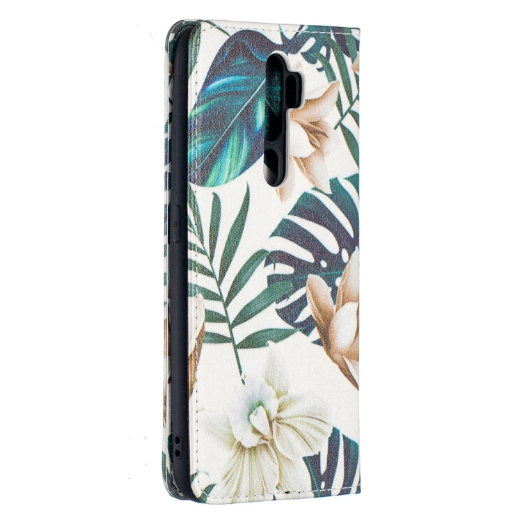 For OPPO A5 (2020) Colored Drawing Pattern Invisible Magnetic Horizontal Flip PU Leather Case with Holder & Card Slots & Wallet(Red Leaf) - free shipping - PMC TechLife - Order now!