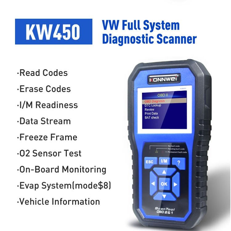 KONNWEI KW450 Car 2.8 inch TFT Color Screen Battery Tester Support 2 Languages / System  XP WIN7 WIN8 WIN10 - Code Readers & Scan Tools by KONNWEI | Online Shopping South Africa | PMC Jewellery | Buy Now Pay Later Mobicred