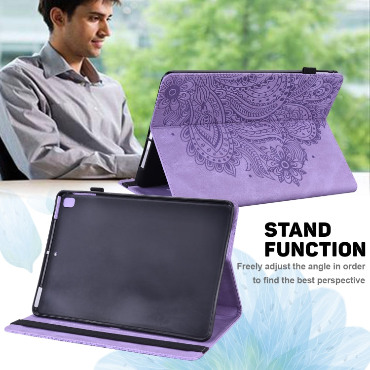 For Amazon Kindle Fire HD 10 2016/2017/2018/2019 Peacock Embossed Pattern TPU + PU Horizontal Flip Leather Case with Holder & Card Slots & Wallet & Sleep / Wake-up Function(Purple) - free shipping - PMC TechLife - Order now!
