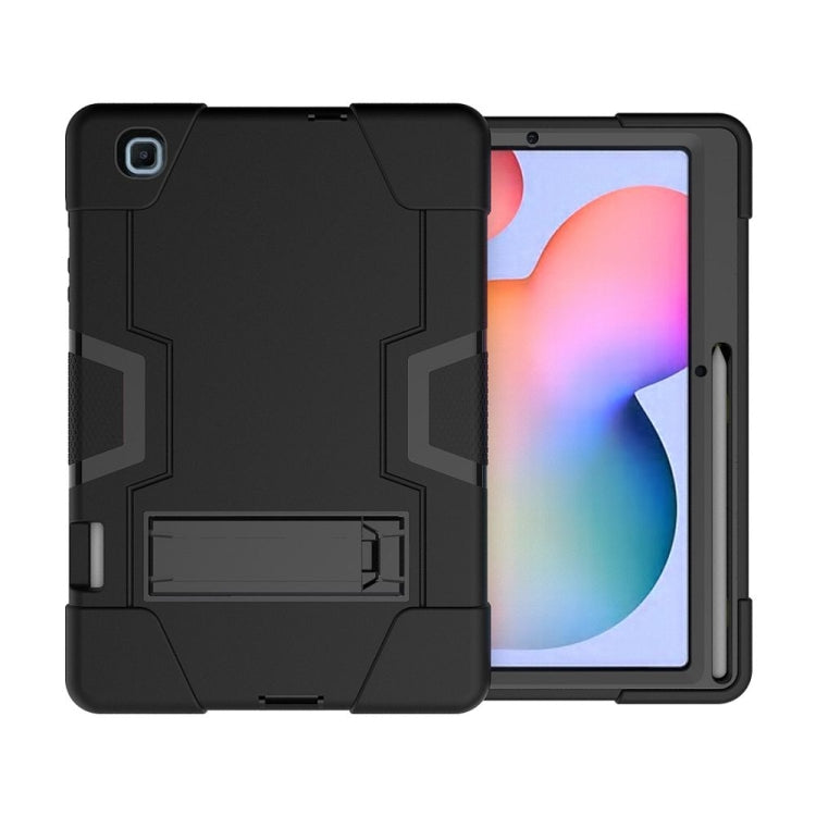 For Samsung Galaxy Tab S6 Lite P610 Contrast Color Robot Shockproof Silicon + PC Protective Case with Holder(Black) - free shipping - PMC TechLife - Order now!