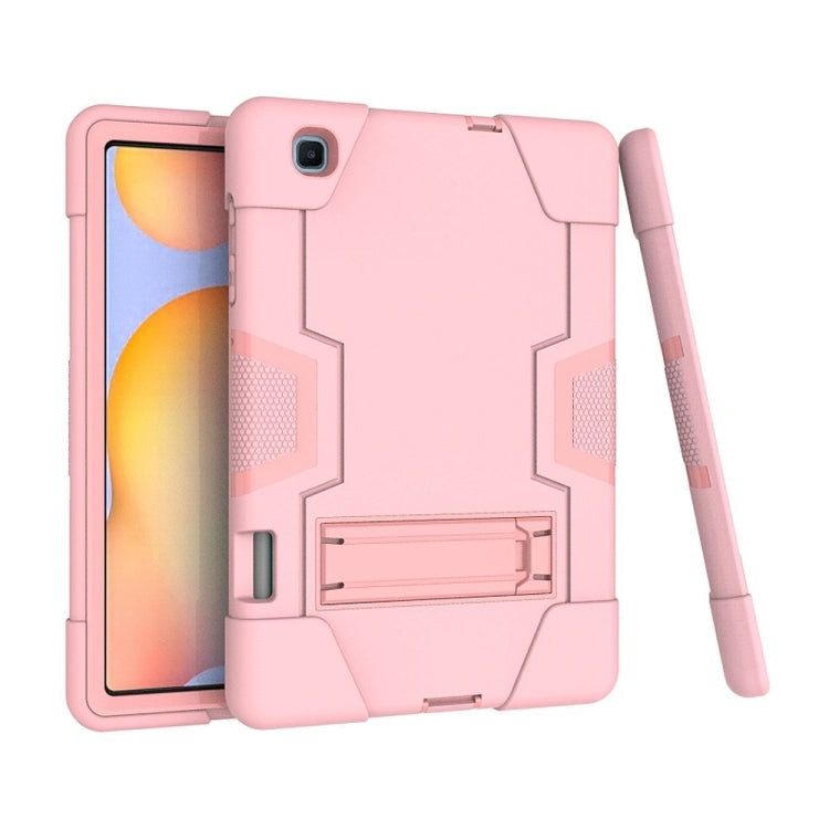 For Samsung Galaxy Tab S6 Lite P610 Contrast Color Robot Shockproof Silicon + PC Protective Case with Holder(Rose Gold) - free shipping - PMC TechLife - Order now!