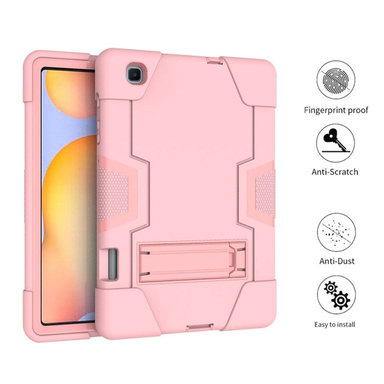For Samsung Galaxy Tab S6 Lite P610 Contrast Color Robot Shockproof Silicon + PC Protective Case with Holder(Rose Gold) - free shipping - PMC TechLife - Order now!