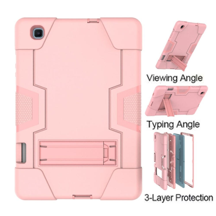 For Samsung Galaxy Tab S6 Lite P610 Contrast Color Robot Shockproof Silicon + PC Protective Case with Holder(Rose Gold) - free shipping - PMC TechLife - Order now!