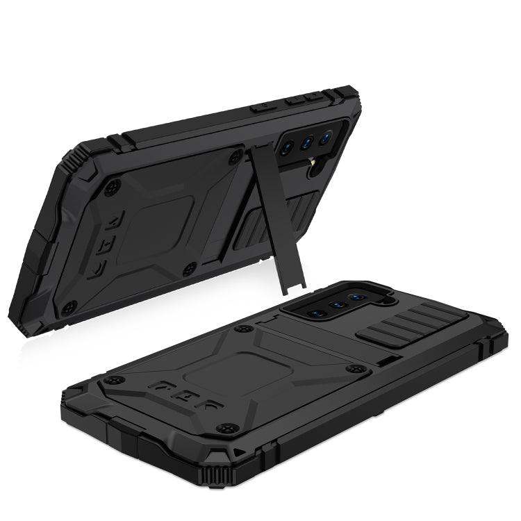 For Samsung Galaxy S21 5G R-JUST Shockproof Waterproof Dust-proof Metal + Silicone Protective Case with Holder(Black) - free shipping - PMC TechLife - Order now!