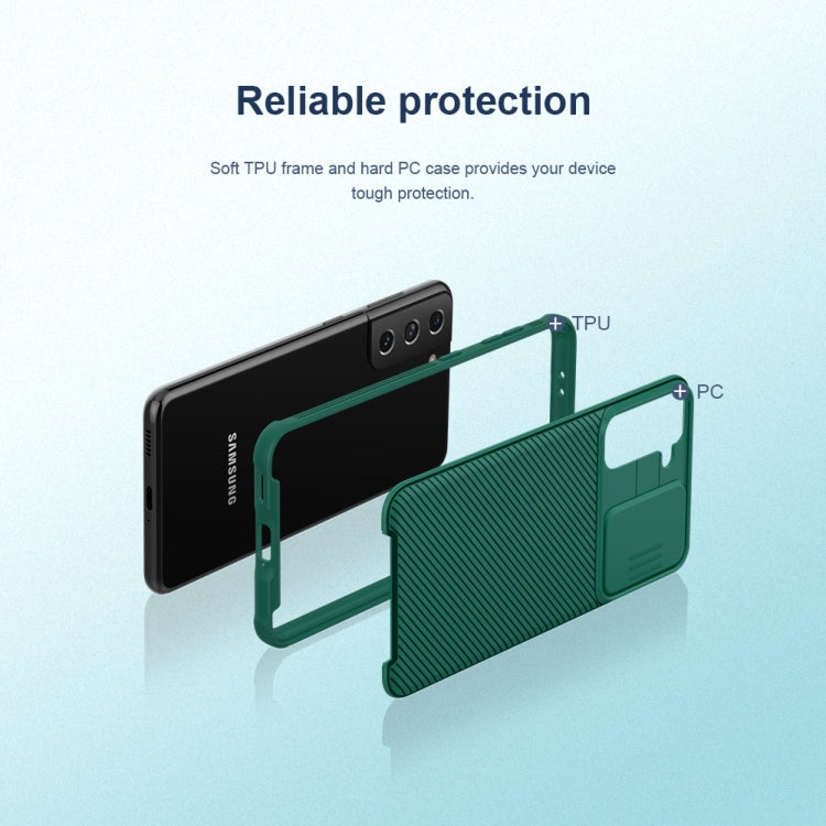 For Samsung Galaxy S21 5G NILLKIN Black Mirror Pro Series Camshield Full Coverage Dust-proof Scratch Resistant Phone Case(Blue) - free shipping - PMC TechLife - Order now!