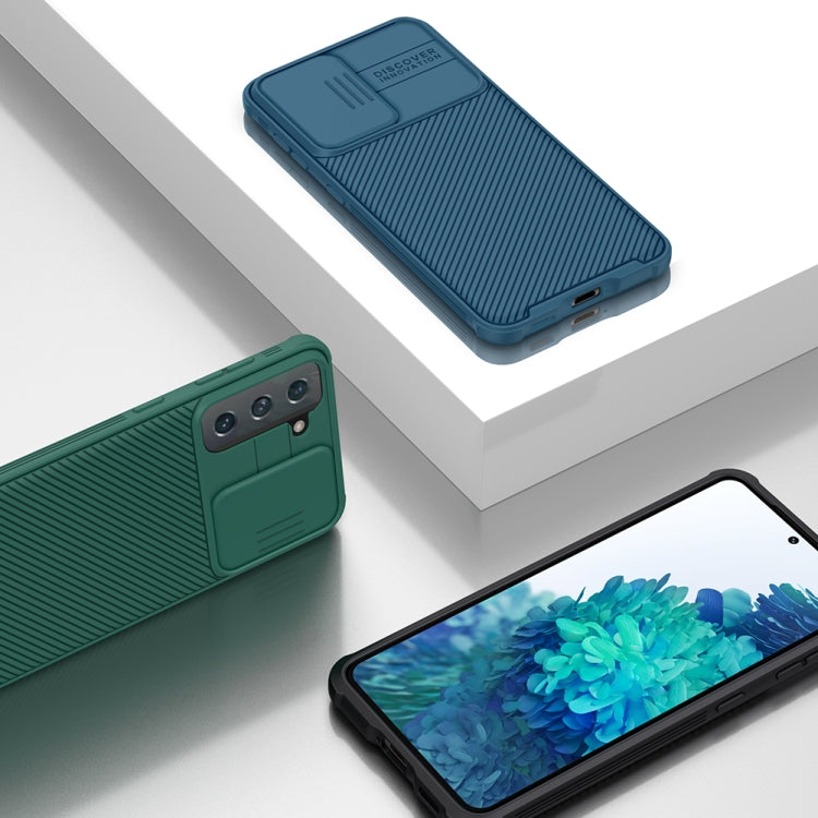 For Samsung Galaxy S21 5G NILLKIN Black Mirror Pro Series Camshield Full Coverage Dust-proof Scratch Resistant Phone Case(Blue) - free shipping - PMC TechLife - Order now!