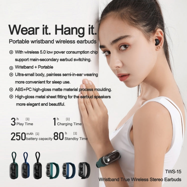 Remax TWS-15 Bluetooth 5.0 Portable Wristband Style True Wireless Stereo Earphone(Black) - free shipping - PMC TechLife - Order now!