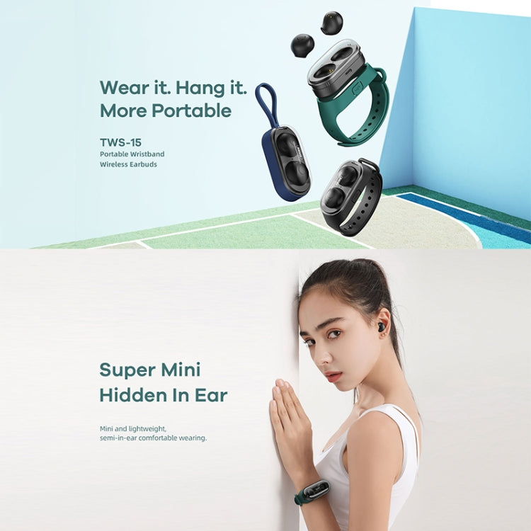 Remax TWS-15 Bluetooth 5.0 Portable Wristband Style True Wireless Stereo Earphone(Green) - free shipping - PMC TechLife - Order now!