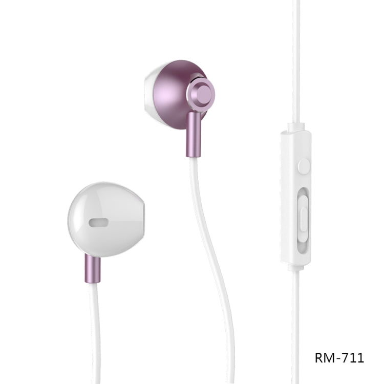 REMAX RM-711 Music Wired Earphone with MIC & Support Hands-free(Rose Gold) - Normal Style Earphone by REMAX | Online Shopping South Africa | PMC Jewellery | Buy Now Pay Later Mobicred