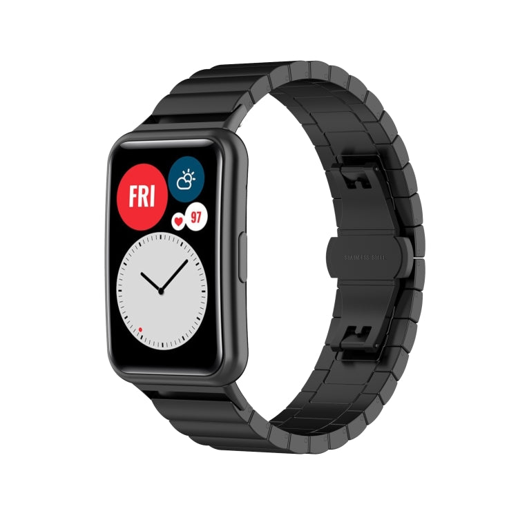 For Huawei Watch Fit Stainless Steel Watch Band(Black) - Watch Bands by PMC TechLife | Online Shopping South Africa | PMC TechLife | Buy Now Pay Later Mobicred