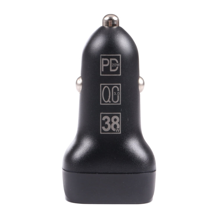 QC USB + USB-C / Type-C Dual Ports Fast Charging Car Charger with Luminous Aperture(Black) - free shipping - PMC TechLife - Order now!