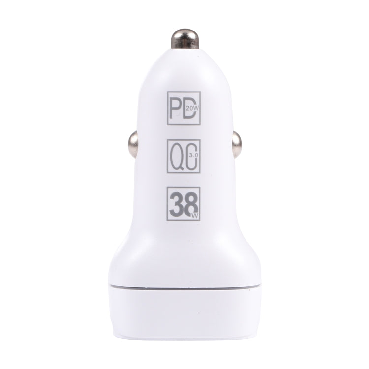 QC USB + USB-C / Type-C Dual Ports Fast Charging Car Charger with Luminous Aperture(White) - Car Charger by PMC TechLife | Online Shopping South Africa | PMC TechLife