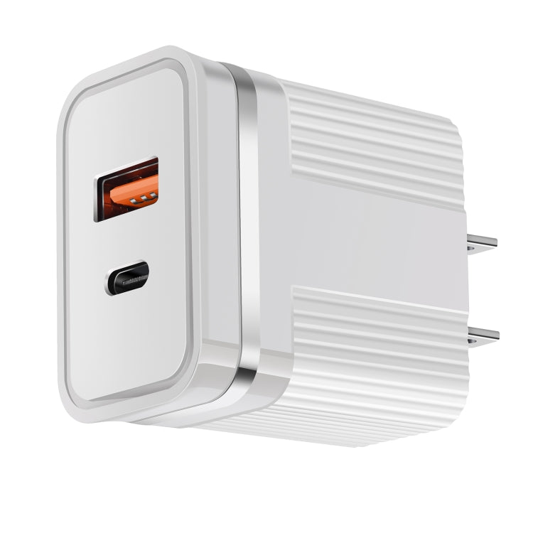 RSY USB + USB-C / Type-C Dual Ports Fast Charging Travel Charger, US Plug(White) - free shipping - PMC TechLife - Order now!