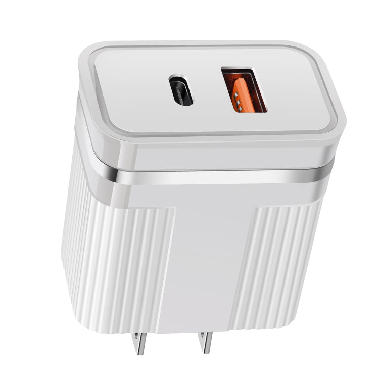 RSY USB + USB-C / Type-C Dual Ports Fast Charging Travel Charger, US Plug(White) - free shipping - PMC TechLife - Order now!