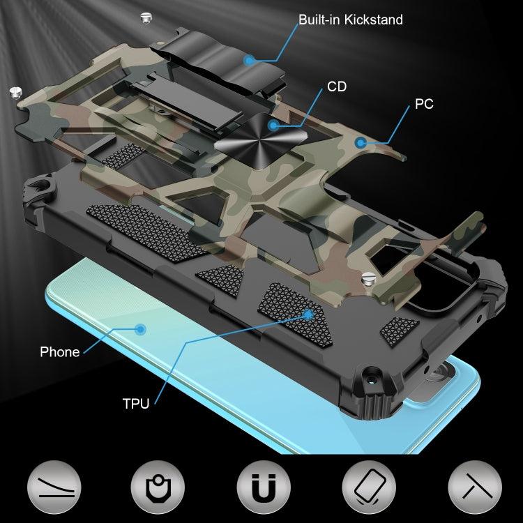 For Samsung Galaxy A52 4G / 5G Camouflage Armor Shockproof TPU + PC Magnetic Protective Case with Holder(Army Green) - Galaxy Phone Cases by PMC Jewellery | Online Shopping South Africa | PMC Jewellery