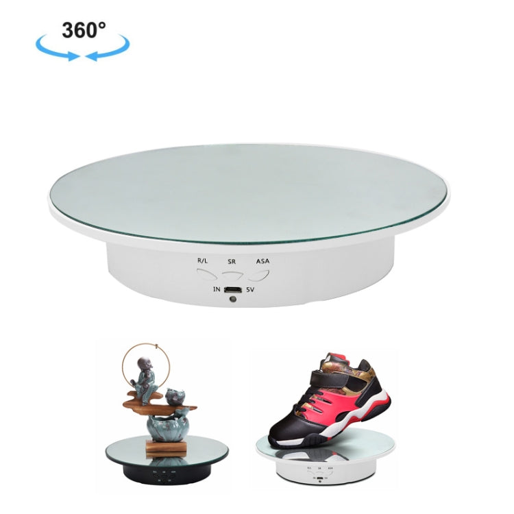 20cm USB Electric Rotating Turntable Display Stand Video Shooting Props Turntable for Photography, Load: 8kg(White Mirror) - free shipping - PMC TechLife - Order now!