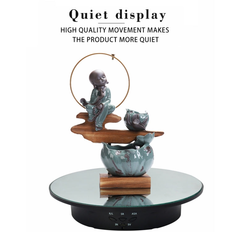 20cm USB Electric Rotating Turntable Display Stand Video Shooting Props Turntable for Photography, Load: 8kg(White Mirror) - free shipping - PMC TechLife - Order now!