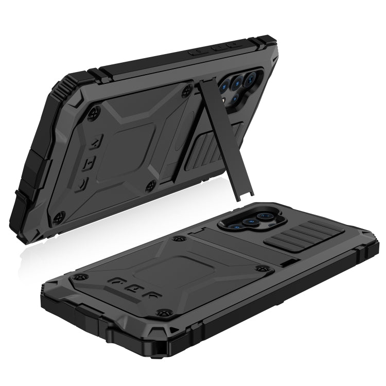 For Samsung Galaxy A32 4G R-JUST Waterproof Shockproof Dustproof Metal + Silicone Protective Case with Holder(Black) - Galaxy Phone Cases by R-JUST | Online Shopping South Africa | PMC TechLife