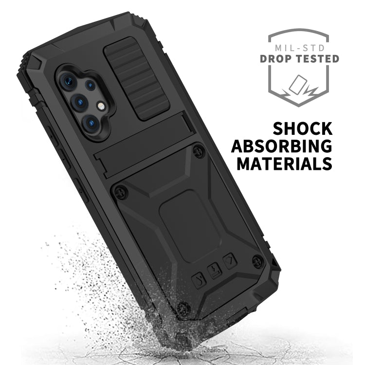 For Samsung Galaxy A32 4G R-JUST Waterproof Shockproof Dustproof Metal + Silicone Protective Case with Holder(Black) - Galaxy Phone Cases by R-JUST | Online Shopping South Africa | PMC TechLife