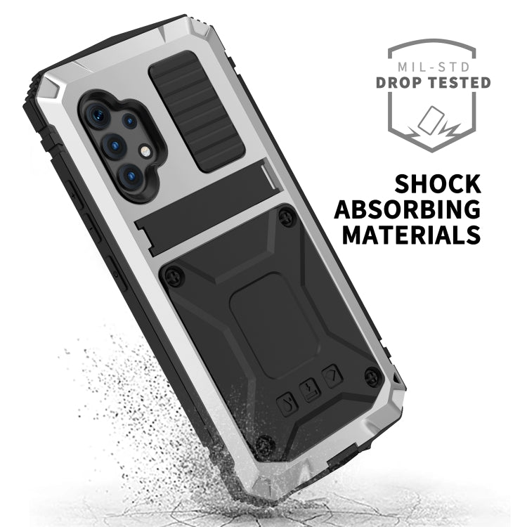 For Samsung Galaxy A32 4G R-JUST Waterproof Shockproof Dustproof Metal + Silicone Protective Case with Holder(Silver) - Galaxy Phone Cases by R-JUST | Online Shopping South Africa | PMC Jewellery