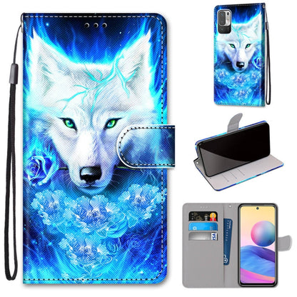 For Xiaomi Redmi Note 10 5G Coloured Drawing Cross Texture Horizontal Flip PU Leather Case with Holder & Card Slots & Wallet & Lanyard(Dick Rose Wolf) - Xiaomi Cases by PMC Jewellery | Online Shopping South Africa | PMC Jewellery