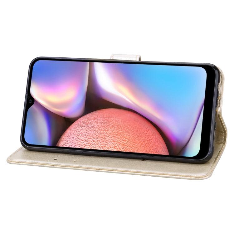 For Samsung Galaxy A12 Rose Embossed Horizontal Flip PU Leather Case with Holder & Card Slots & Wallet(Gold) - free shipping - PMC TechLife - Order now!