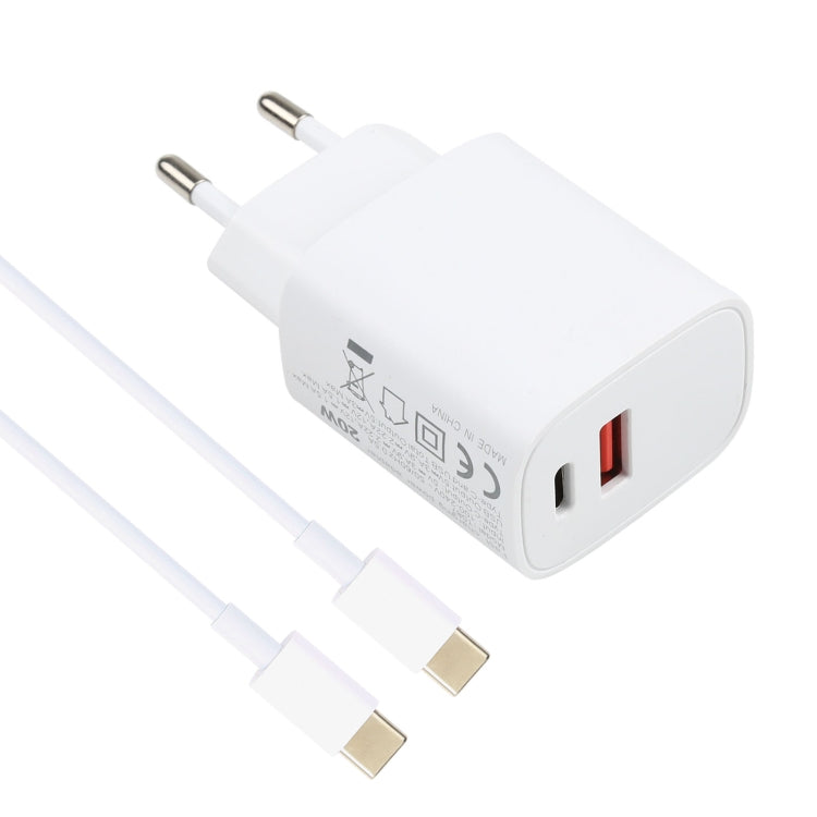 T087 20W USB-C / Type-C + USB Ports Charger with 100W Type-C to Type-C Fast Charging Cable 1m, EU Plug - free shipping - PMC TechLife - Order now!