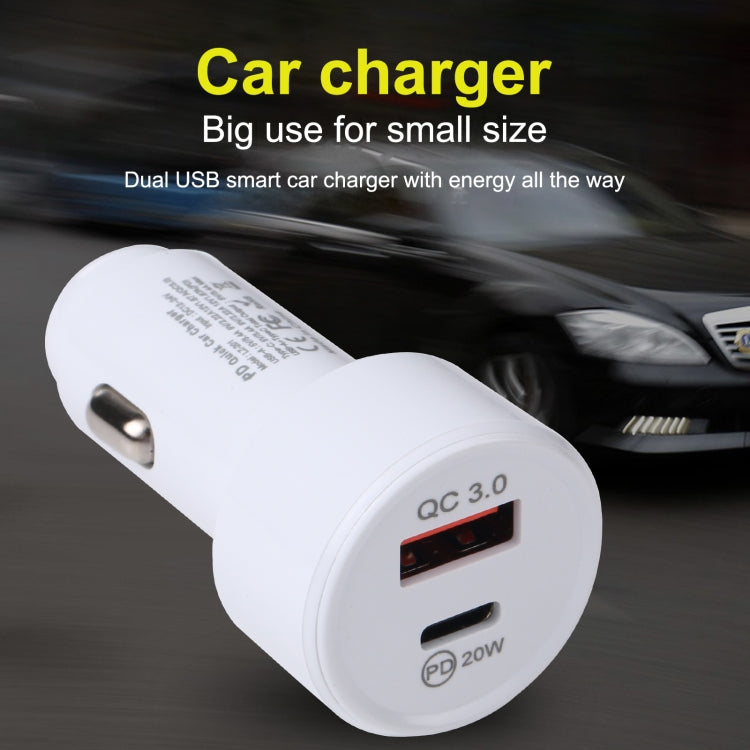 LZ-201 PD 20W USB-C / Type-C + QC 3.0 USB Mini Fast Car Charger(White) - Car Charger by PMC TechLife | Online Shopping South Africa | PMC TechLife