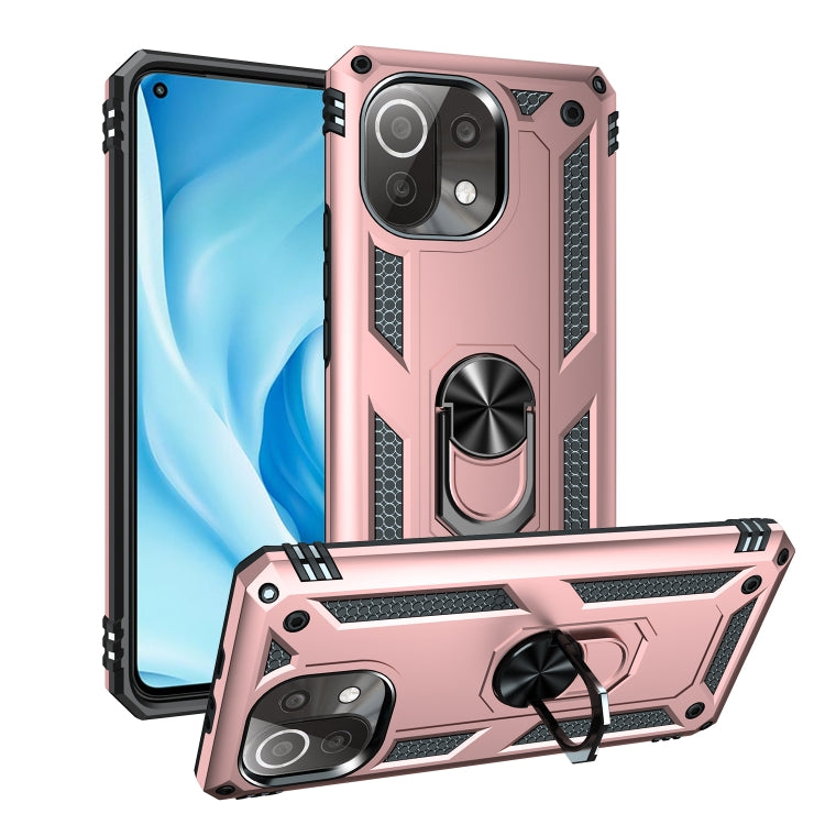 For Xiaomi Mi 11 Lite 5G Shockproof TPU + PC Protective Case with 360 Degree Rotating Holder(Rose Gold) - free shipping - PMC TechLife - Order now!