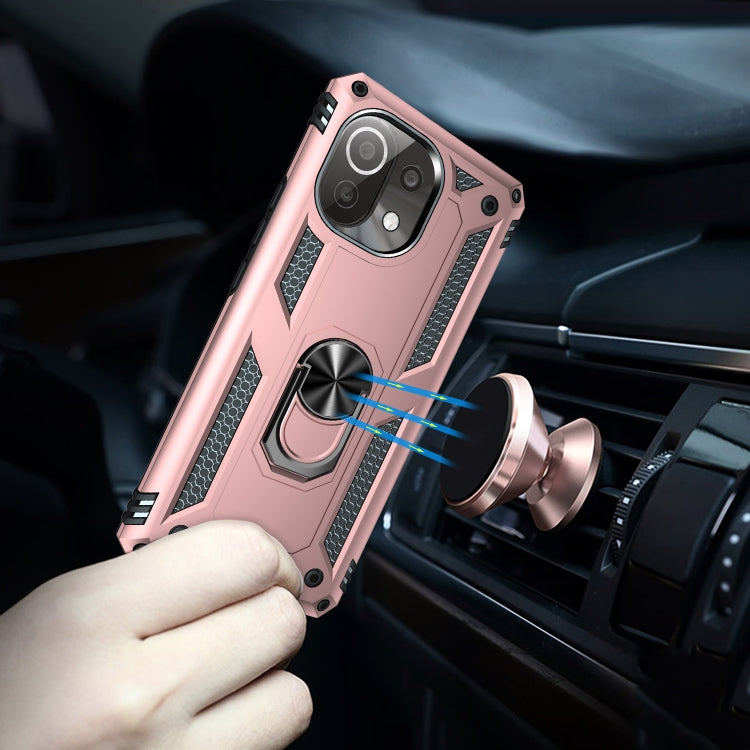 For Xiaomi Mi 11 Lite 5G Shockproof TPU + PC Protective Case with 360 Degree Rotating Holder(Rose Gold) - free shipping - PMC TechLife - Order now!