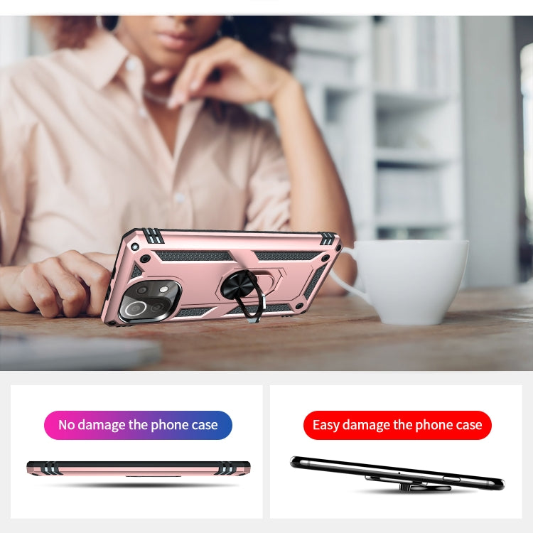 For Xiaomi Mi 11 Lite 5G Shockproof TPU + PC Protective Case with 360 Degree Rotating Holder(Rose Gold) - free shipping - PMC TechLife - Order now!