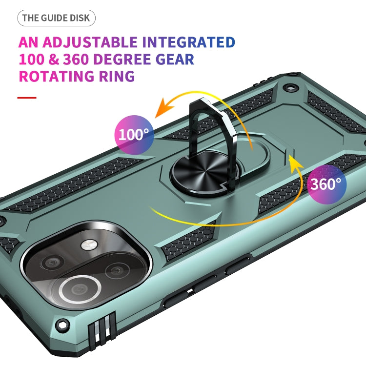 For Xiaomi Mi 11 Lite 5G Shockproof TPU + PC Protective Case with 360 Degree Rotating Holder(Dark Green) - free shipping - PMC TechLife - Order now!
