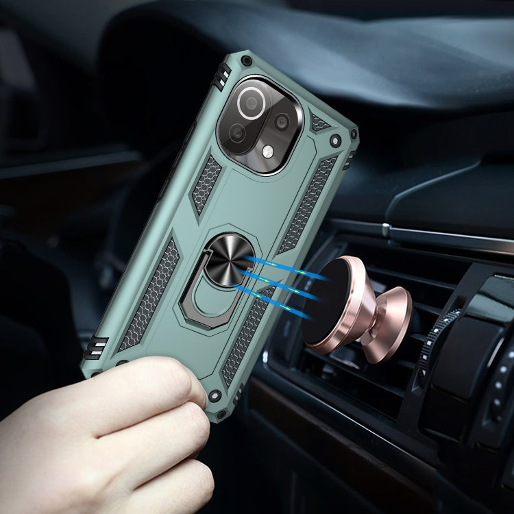 For Xiaomi Mi 11 Lite 5G Shockproof TPU + PC Protective Case with 360 Degree Rotating Holder(Dark Green) - free shipping - PMC TechLife - Order now!