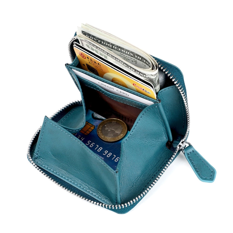 RFID Anti-theft Zipper Leather Coin Purse Coin Storage Bag(Blue) - Antimagnetic RFID Package by PMC TechLife | Online Shopping South Africa | PMC TechLife | Buy Now Pay Later Mobicred