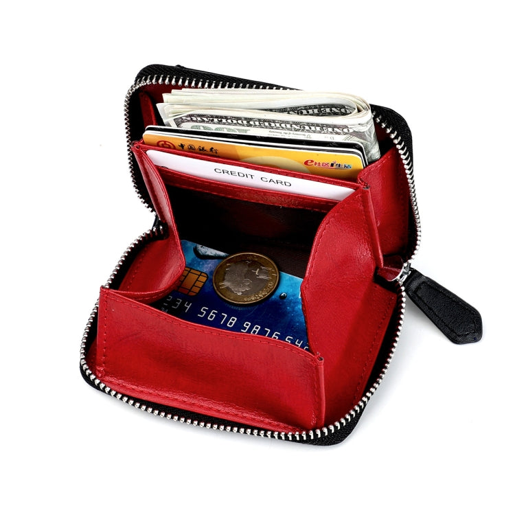 RFID Anti-theft Zipper Leather Coin Purse Coin Storage Bag(Black) - free shipping - PMC TechLife - Order now!