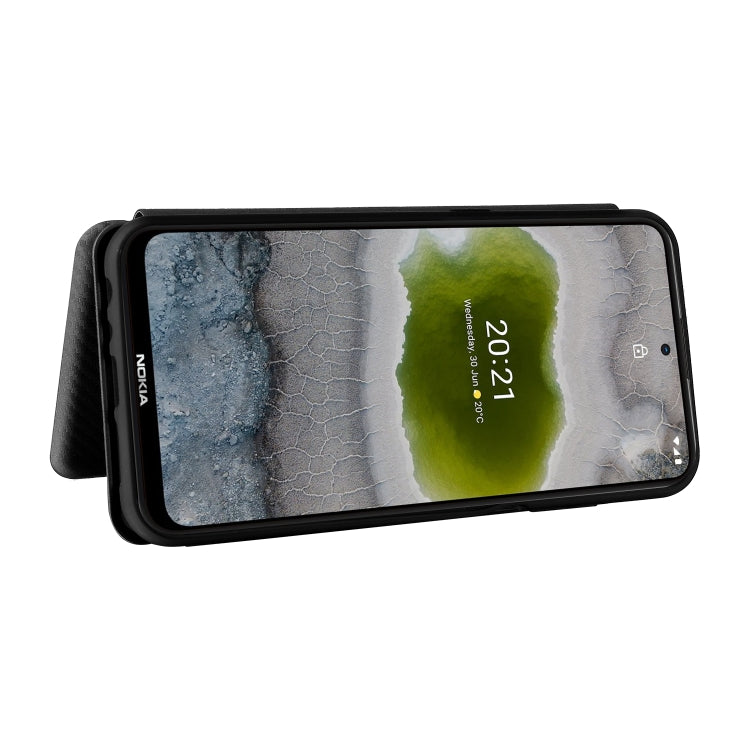 For Nokia X10 Carbon Fiber Texture Horizontal Flip TPU + PC + PU Leather Case with Card Slot(Black) - free shipping - PMC TechLife - Order now!