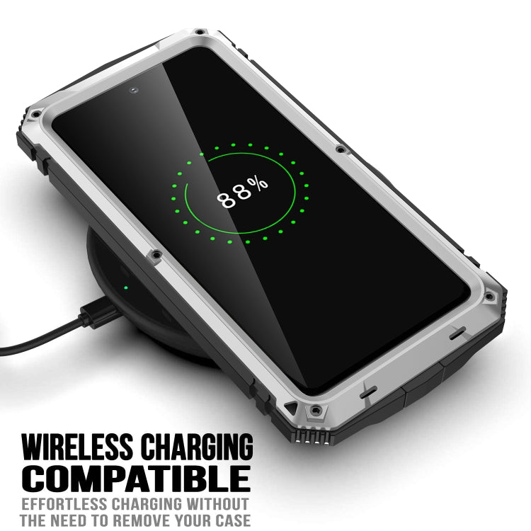 For Samsung Galaxy S21 FE R-JUST Shockproof Waterproof Dust-proof Metal + Silicone Protective Case with Holder(Silver) - Galaxy Phone Cases by R-JUST | Online Shopping South Africa | PMC TechLife | Buy Now Pay Later Mobicred