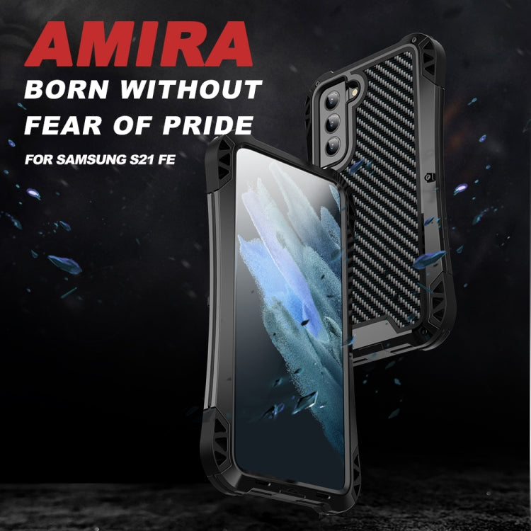 For Samsung Galaxy S21 FE R-JUST AMIRA Shockproof Dustproof Waterproof Metal Protective Case(Black) - free shipping - PMC TechLife - Order now!