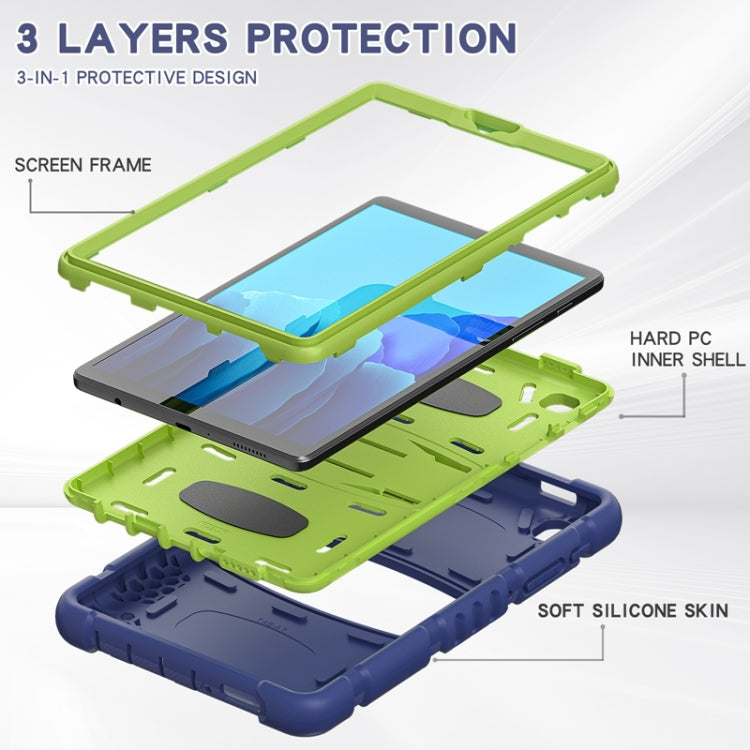 For Samsung Galaxy Tab A7 Lite 8.7 inch 2021 3-Layer Protection Screen Frame + PC + Silicone Shockproof Combination Case with Holder(NavyBlue+Lime) - free shipping - PMC TechLife - Order now!
