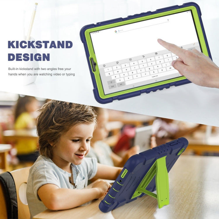 For Samsung Galaxy Tab A7 Lite 8.7 inch 2021 3-Layer Protection Screen Frame + PC + Silicone Shockproof Combination Case with Holder(NavyBlue+Lime) - free shipping - PMC TechLife - Order now!