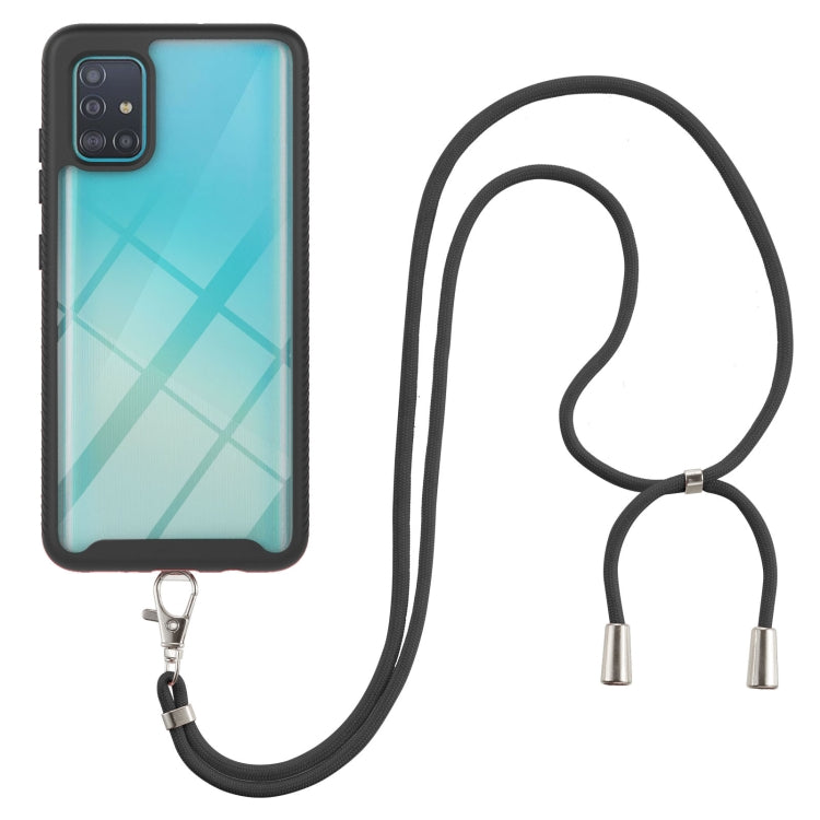 For Samsung Galaxy A51 / A515 Starry Sky Solid Color Series Shockproof PC + TPU Protective Case with Neck Strap(Black) - free shipping - PMC TechLife - Order now!